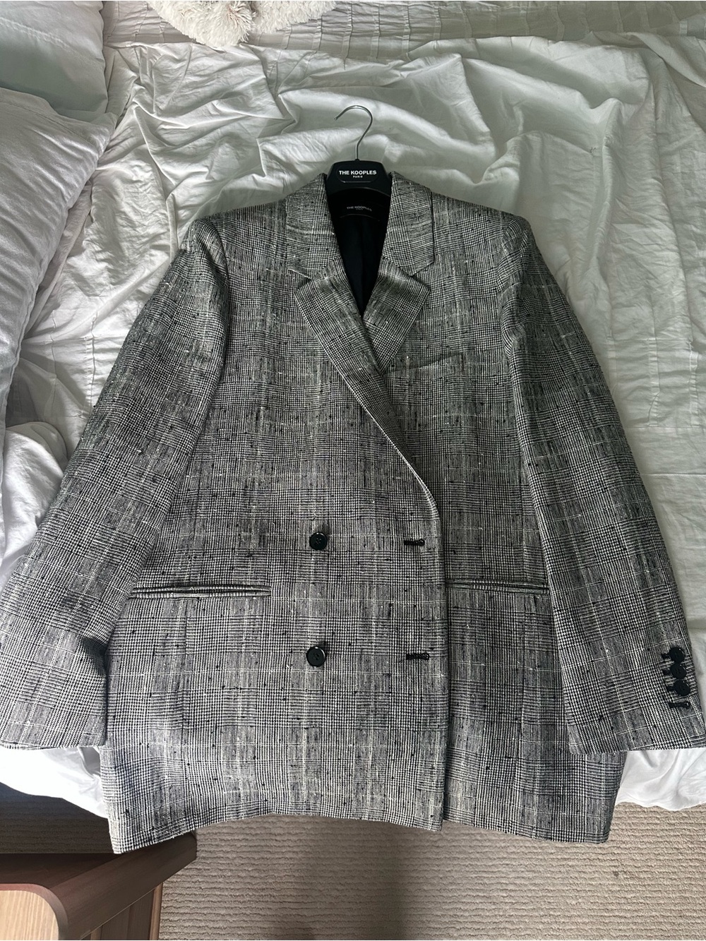The Kooples Black and White Glen Plaid Blazer